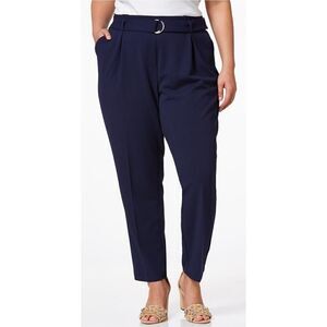 CATO PLUS PETITE PAPER BAG WAIST PLEATED NAVY SLIM ANKLE PANTS SIZE LARGE